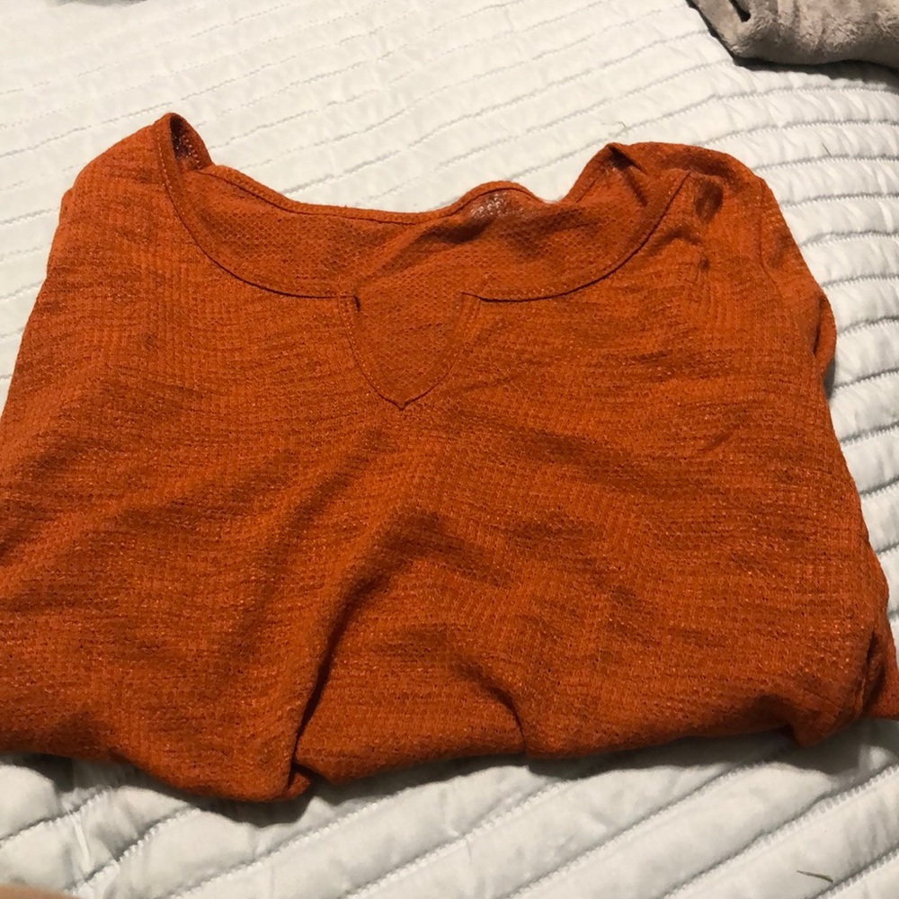 Cropped burnt orange long sleeve top